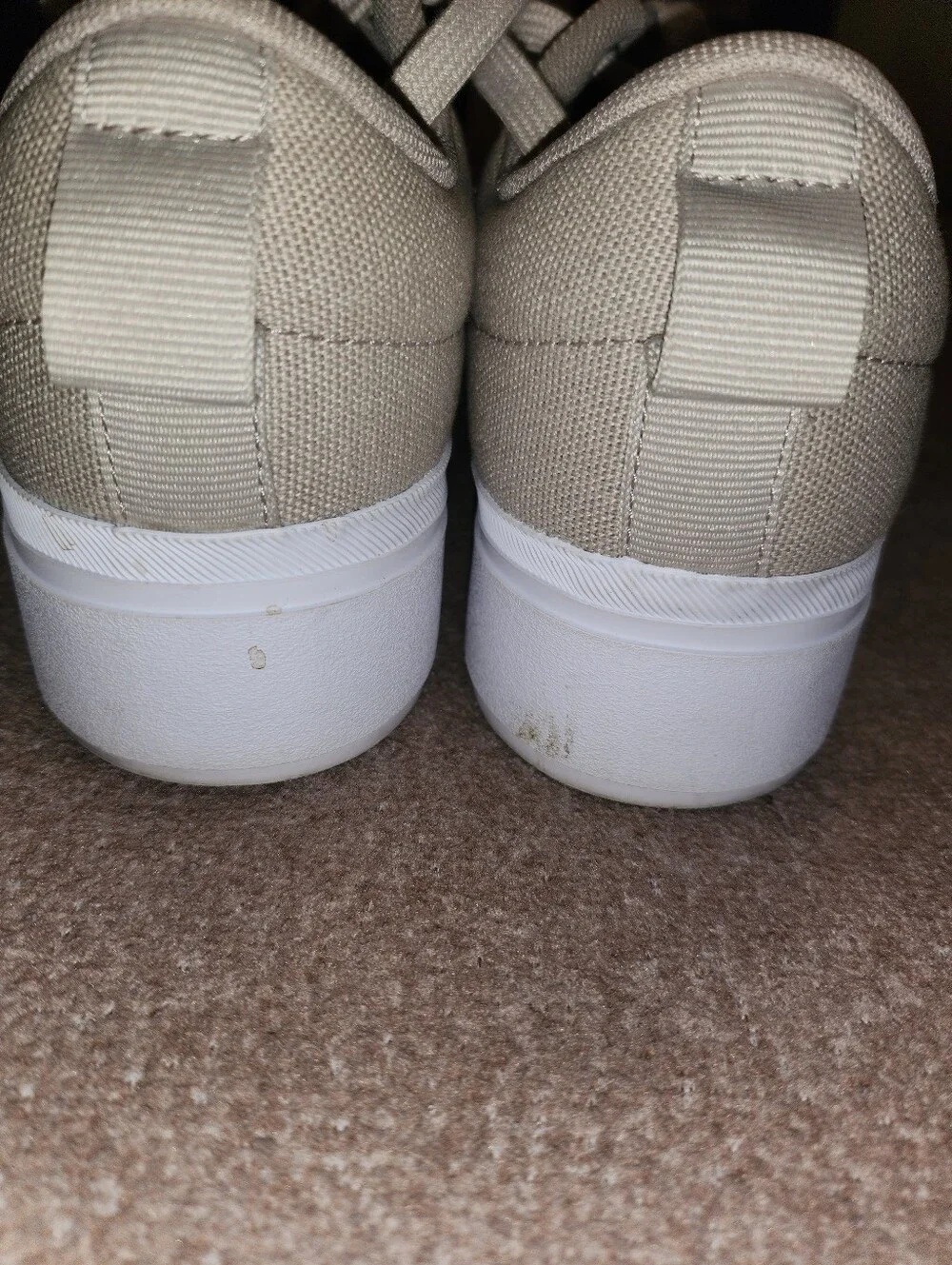 Women's Platform Adidas Beige Canvas Lace-Up Sneakers